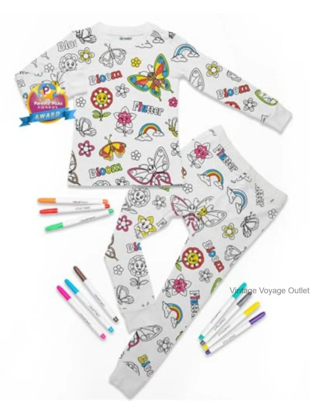 Color Your Own Pajamas with Markers - Soft Bamboo Viscose 2-Piece Unisex PJs